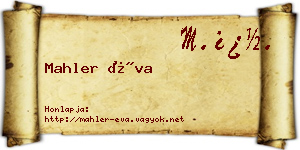 Mahler Éva névjegykártya